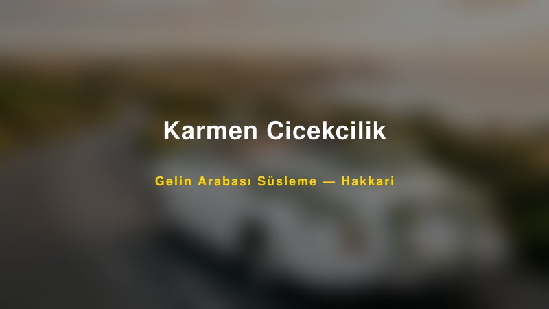 Karmen Cicekcilik — Hakkari Kır Düğünü Mekanı Rehberi — 1